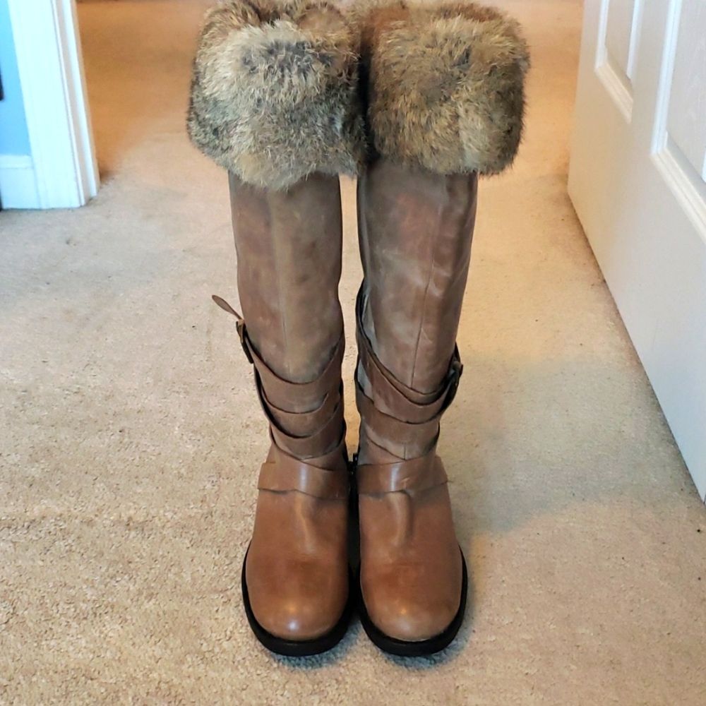 NWOT Women's Fabianelli Tall Leather Knee Boots Made in Italy